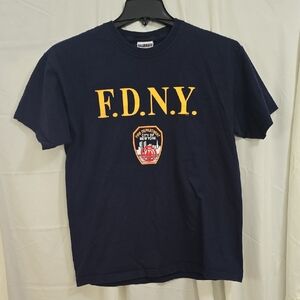 FDNY Navy Blue T-Shirt. Medium. Jerzees Active Wear.